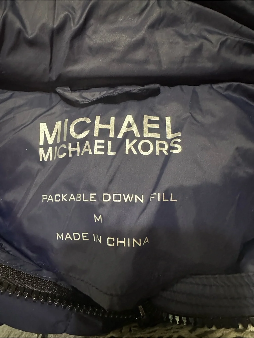 Michael Kors Navy Hooded Quilted Puffer Coat